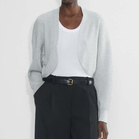 BABATON Decision Shrug Heather Chrome Grey Crop Cardigan Sweater XS - Picture 5 of 13